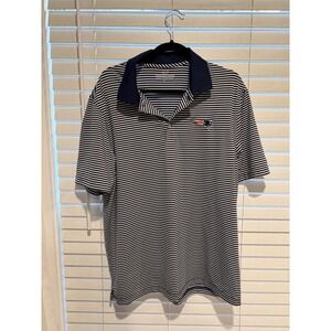 Vineyard Vines Mens Large Polo Shirt Navy White Stripe New England Patriots Logo